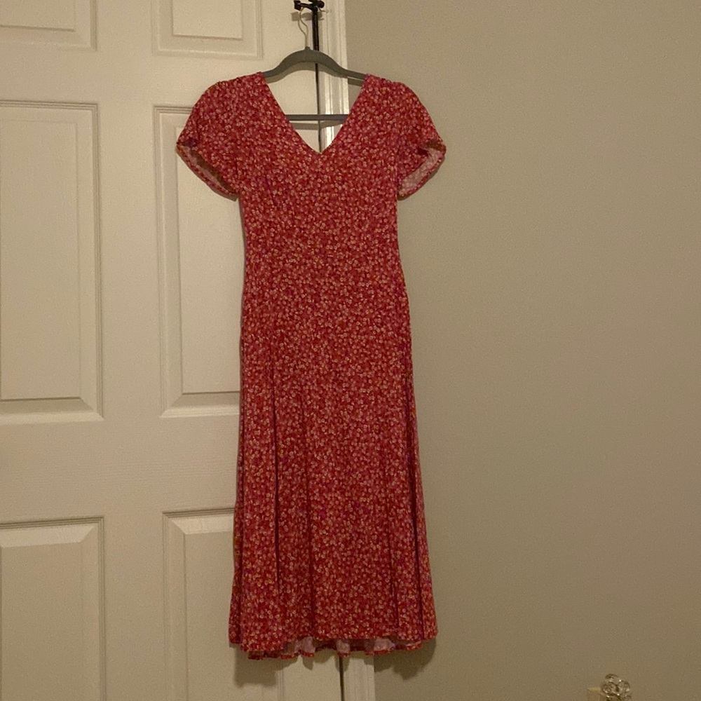 Pink ditsy floral dress